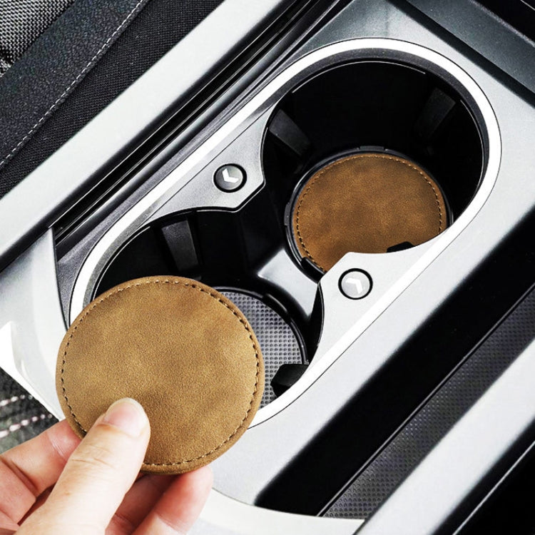 2 pezzi/set decorazione interna per auto sottobicchiere antiscivolo in pelle scamosciata per auto
