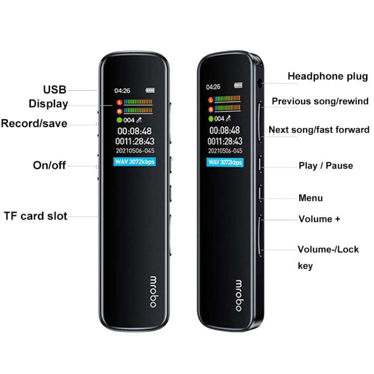 Mrobo RV-19 Lettore musicale e registratore con schermo 0,96" HD