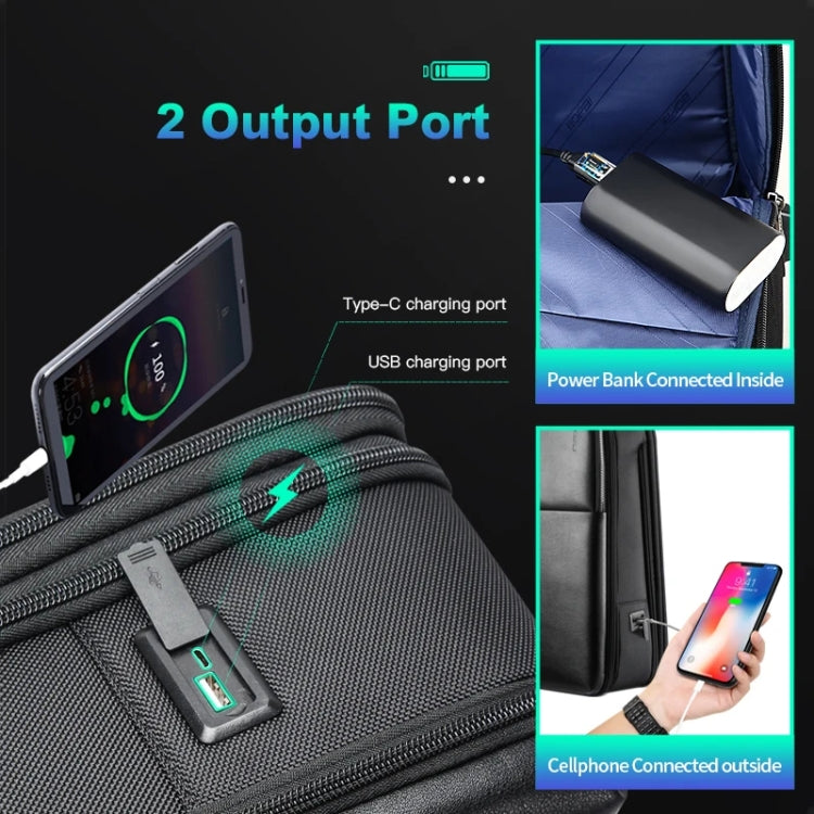 Zaino impermeabile per laptop con porta USB e Type-C
