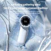 Mini ventilatore ad alta velocità a 100 velocità con display digitale a turbina portatile per esterni, White, Black, Navy Blue