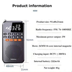 Rolton T1 Ricevitore radio portatile Bluetooth 5.0