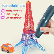 Set di penne per stampa graffiti wireless a bassa temperatura con ricarica USB, penna per pittura 3D fai da te per bambini
