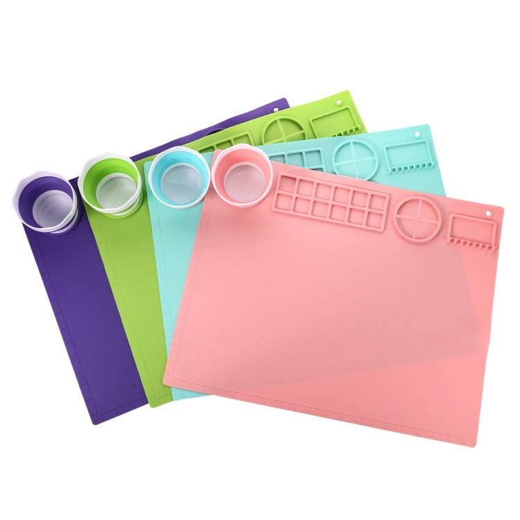 Tappetino per pittura a doppia ciotola in silicone 50x40 cm Tappetino per pittura a olio Graffiti Tappetino in silicone cancellabile e lavabile