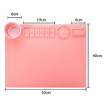 Tappetino per pittura a doppia ciotola in silicone 50x40 cm Tappetino per pittura a olio Graffiti Tappetino in silicone cancellabile e lavabile