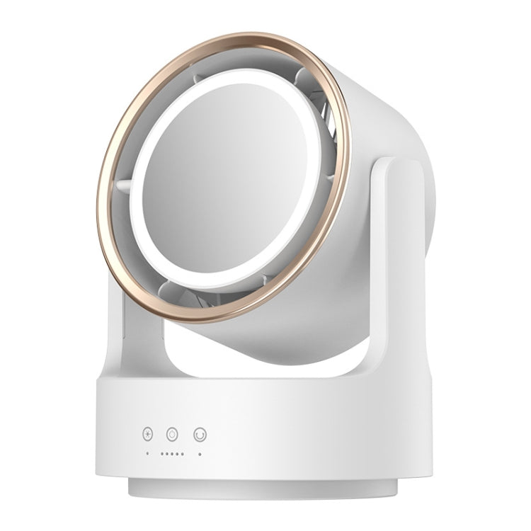Ventilatore da tavolo multifunzionale 3 in 1 con specchio cosmetico a luce LED, USB Plug Non-Oscillating, Rechargeable Oscillating