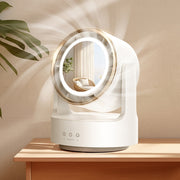 Ventilatore da tavolo multifunzionale 3 in 1 con specchio cosmetico a luce LED, USB Plug Non-Oscillating, Rechargeable Oscillating