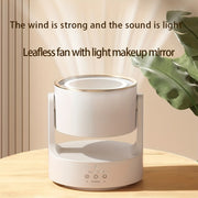 Ventilatore da tavolo multifunzionale 3 in 1 con specchio cosmetico a luce LED, USB Plug Non-Oscillating, Rechargeable Oscillating