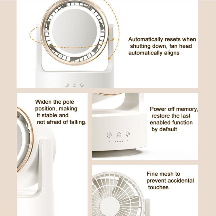 Ventilatore da tavolo multifunzionale 3 in 1 con specchio e luce