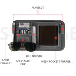 Borsa portaoggetti per occhiali con clip per occhiali da sole per visiera parasole per auto