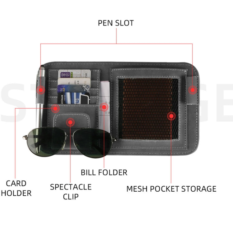 Borsa portaoggetti per occhiali con clip per occhiali da sole per visiera parasole per auto