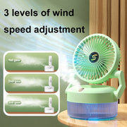 Ventola per umidificazione spray da tavolo pieghevole con ricarica USB con luce notturna