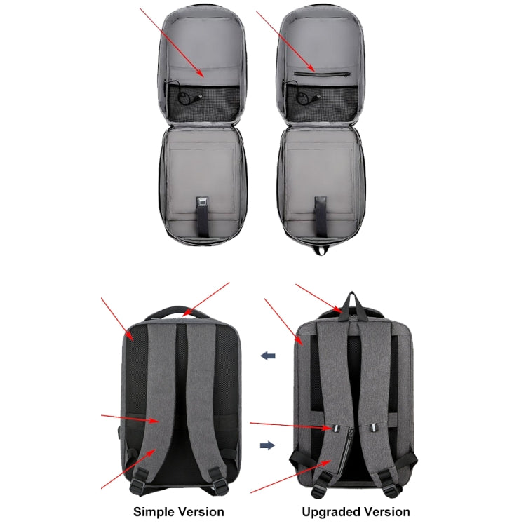 Zaino per laptop da pendolare aziendale impermeabile di grande capacità con porta USB, 15 inch