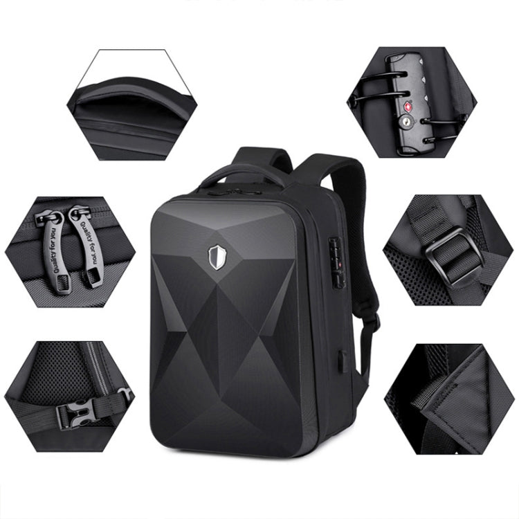 Zaino per laptop impermeabile di grande capacità con blocco password e porta USB, 17 inch