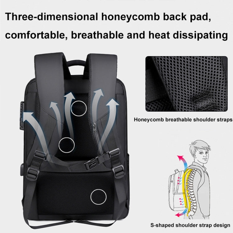 Zaino per laptop impermeabile di grande capacità con blocco password e porta USB, 17 inch