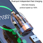 Accendisigari per auto con caricabatteria mini invisibile a doppia porta per veicolo, 120W