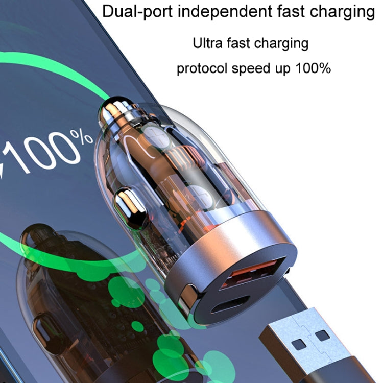 Accendisigari per auto con caricabatteria mini invisibile a doppia porta per veicolo, 120W