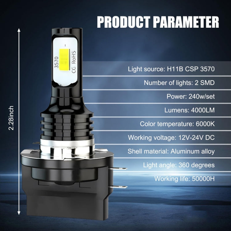 2 pezzi H11B 3570 2LED 80W Lampadine per fari auto Fendinebbia ad alta luminosità, H11B (White), H11B (Yellow), H11B (Ice Blue)