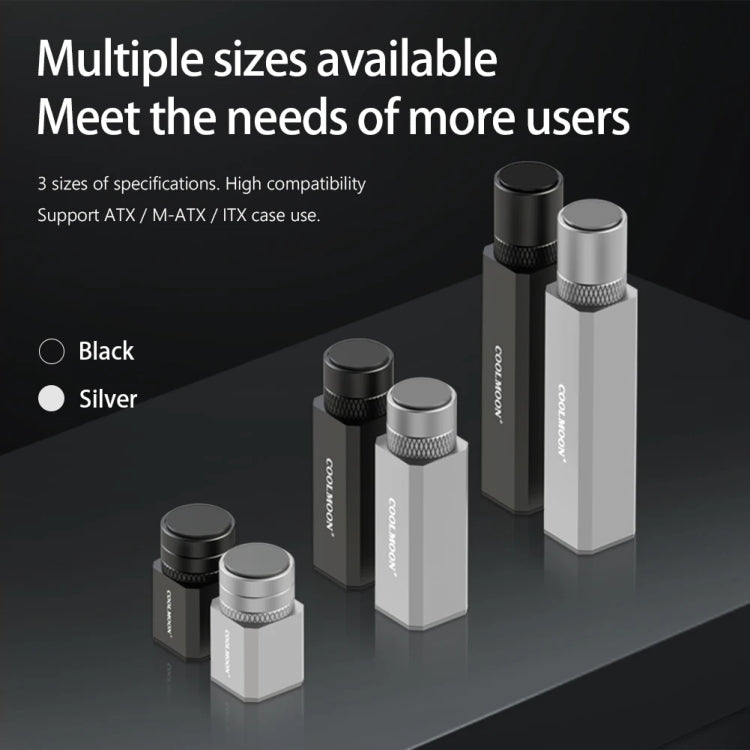 COOLMOON Supporto per scheda grafica Scheda grafica per computer desktop Staffa di supporto verticale superiore Vite Aste di supporto telescopiche, 2.8-5cm (Black), 2.8-5cm (Silver), 5-8cm (Black), 5-8cm (Silver), 7.5-12cm (Black), 7.5-12cm (Silver)