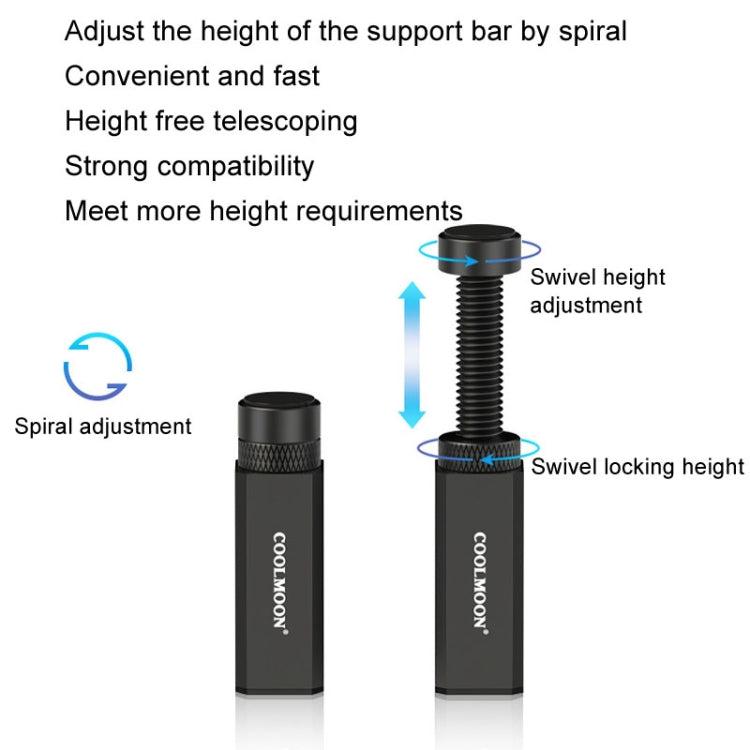 COOLMOON Supporto per scheda grafica Scheda grafica per computer desktop Staffa di supporto verticale superiore Vite Aste di supporto telescopiche, 2.8-5cm (Black), 2.8-5cm (Silver), 5-8cm (Black), 5-8cm (Silver), 7.5-12cm (Black), 7.5-12cm (Silver)