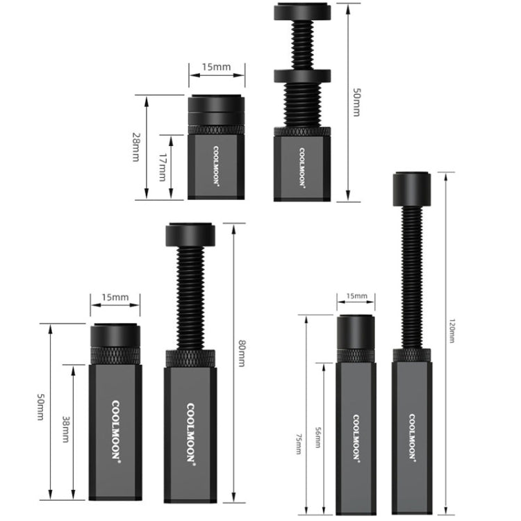 COOLMOON Supporto per scheda grafica Scheda grafica per computer desktop Staffa di supporto verticale superiore Vite Aste di supporto telescopiche, 2.8-5cm (Black), 2.8-5cm (Silver), 5-8cm (Black), 5-8cm (Silver), 7.5-12cm (Black), 7.5-12cm (Silver)