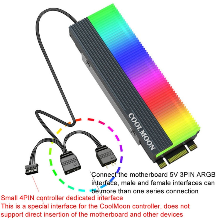 COOLMOON CM-M2A M.2 2280 Dispositivo di raffreddamento per unità a stato solido Dissipatore di calore per disco rigido ARGB da 5 V, CM-M2A