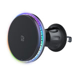 Supporto magnetico per cellulare con ricarica wireless per auto con luce ambientale, Blue Light, Colorful Light