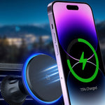 Supporto magnetico per cellulare con ricarica wireless per auto con luce ambientale, Blue Light, Colorful Light