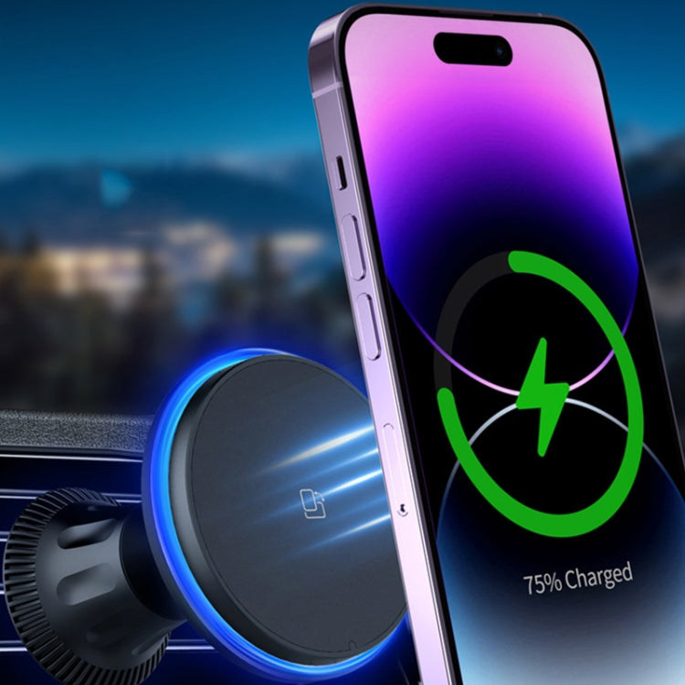 Supporto magnetico per cellulare con ricarica wireless per auto con luce ambientale, Blue Light, Colorful Light