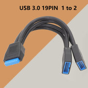 Cavo di prolunga USB 3.0 da uno a due per scheda madre del computer, 21cm 19Pin
