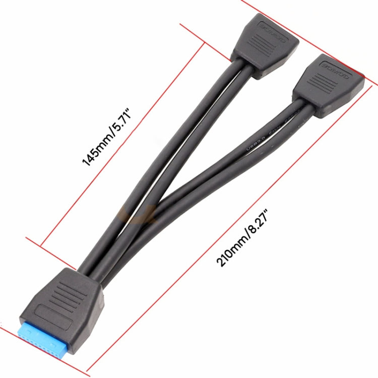 Cavo di prolunga USB 3.0 da uno a due per scheda madre del computer, 21cm 19Pin