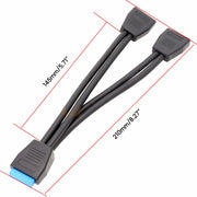 Cavo di prolunga USB 3.0 da uno a due per scheda madre del computer, 21cm 19Pin