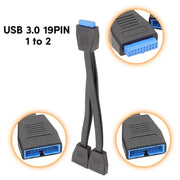 Cavo di prolunga USB 3.0 da uno a due per scheda madre del computer, 21cm 19Pin
