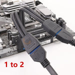 Cavo di prolunga USB 3.0 da uno a due per scheda madre del computer, 21cm 19Pin