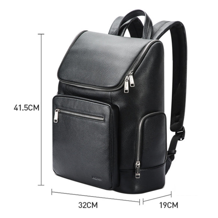 Bopai 61-122431 Zaino per laptop impermeabile da lavoro in pelle bovina di grande capacità a primo strato, 61-122431