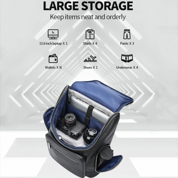 Bopai 61-122431 Zaino per laptop impermeabile da lavoro in pelle bovina di grande capacità a primo strato, 61-122431