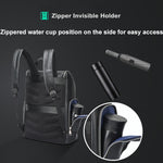 Bopai 61-122431 Zaino per laptop impermeabile da lavoro in pelle bovina di grande capacità a primo strato, 61-122431