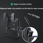 Bopai 61-122431 Zaino per laptop impermeabile da lavoro in pelle bovina di grande capacità a primo strato, 61-122431