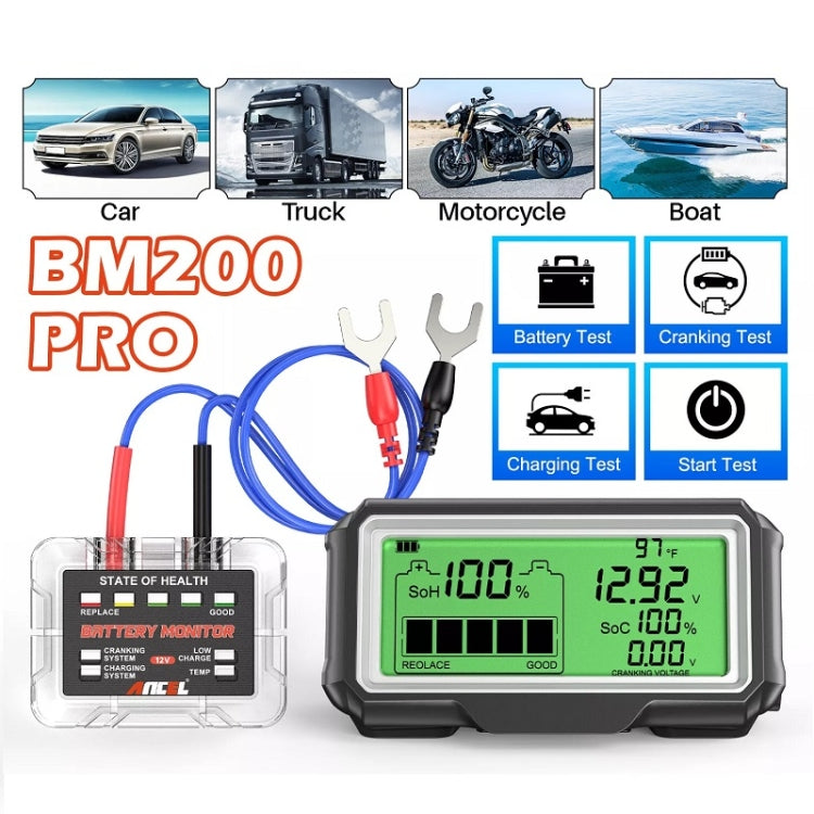 ANCEL 12V LED Tester per batteria per auto SOH/SOC Strumento di analisi della batteria ricaricabile, BM200 PRO