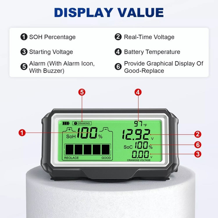 ANCEL 12V LED Tester per batteria per auto SOH/SOC Strumento di analisi della batteria ricaricabile, BM200 PRO