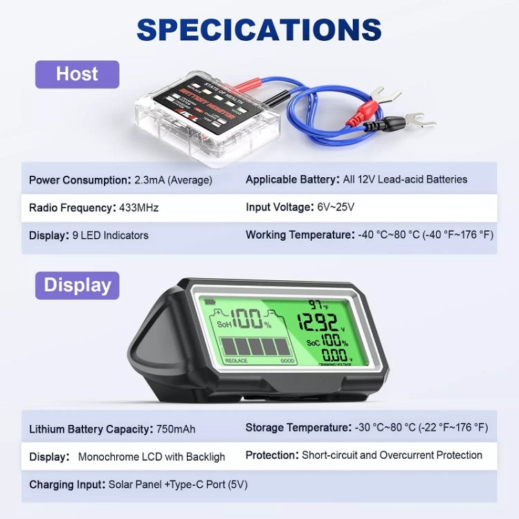 ANCEL 12V LED Tester per batteria per auto SOH/SOC Strumento di analisi della batteria ricaricabile, BM200 PRO