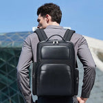 Zaino business in pelle bovina con porta USB e Type-C