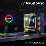 Luce ambientale decorativa interna per custodia per computer desktop con barra luminosa ARGB panoramica, F300 Square