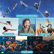 Fotocamera digitale con display da 3 pollici, doppia fotocamera anteriore e posteriore da 48 MP, videocamera HD 4K con zoom digitale 18x, White, Black