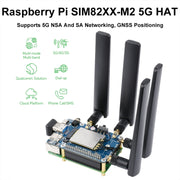 Waveshare SIM8262E-M2 5G HAT per Raspberry Pi, quad antenne 5G NSA, compatibile 5G/4G/3G