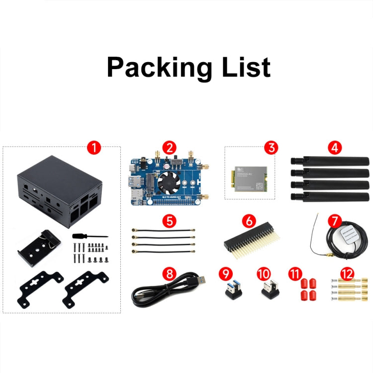 Waveshare SIM8262E-M2 5G HAT per Raspberry Pi, quad antenne 5G NSA, compatibile 5G/4G/3G