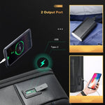 Zaino lavoro in pelle bovina con porta USB e Type-C