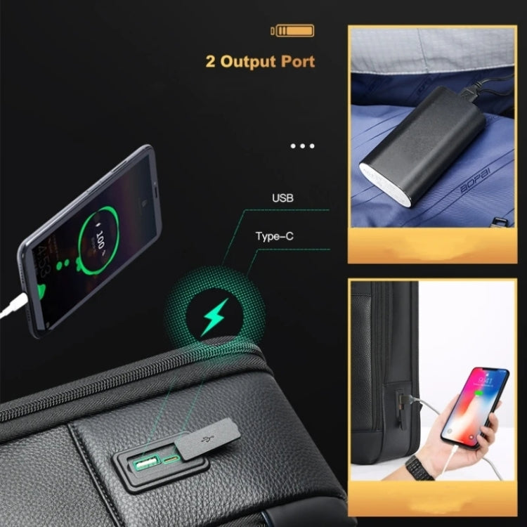 Zaino lavoro in pelle bovina con porta USB e Type-C