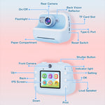 Fotocamera per bambini con stampa termica 2,4" 1080P HD