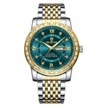 Orologio al quarzo luminoso con doppio calendario BINBOND B2202, Inter-gold-Blue, Inter-gold-Green, Inter-gold-Black, Inter-gold-White, Full-gold-Gold, Full-gold-Black, White Steel-Blue, White Steel-Black, White Steel-White, Black Steel-Black-White Nail