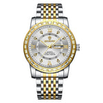 Orologio al quarzo luminoso con doppio calendario BINBOND B2202, Inter-gold-Blue, Inter-gold-Green, Inter-gold-Black, Inter-gold-White, Full-gold-Gold, Full-gold-Black, White Steel-Blue, White Steel-Black, White Steel-White, Black Steel-Black-White Nail